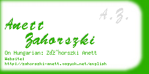 anett zahorszki business card